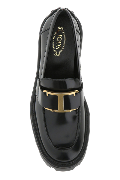 Tod's Shiny Leather Logo Buckle Chunky Loafers
