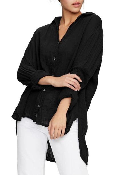 Shop Michael Stars Cotton Button-up Top In Black