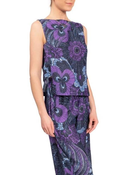 Shop Everyday Ritual Piper Wide Leg Sleeveless Cotton Pajamas In Midnight Garden