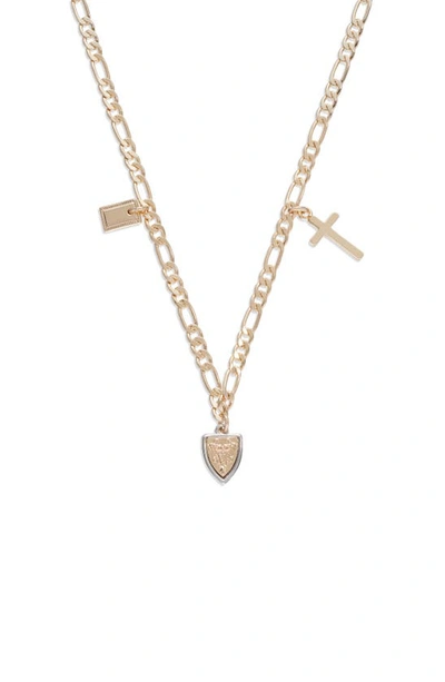 Shop Allsaints Shield Charm Necklace In Twotone