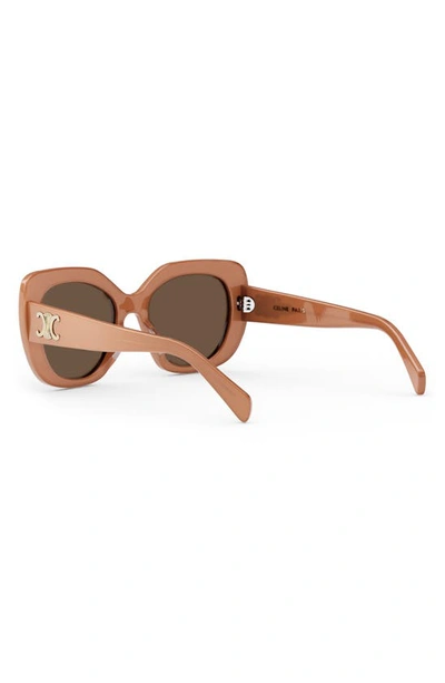 Shop Celine Triomphe 55mm Rectangular Sunglasses In Pink / Brown