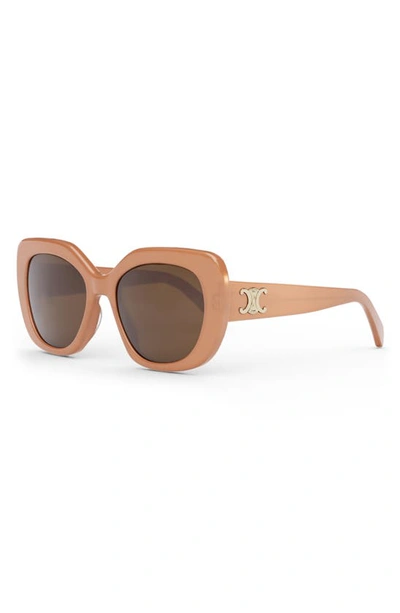 Shop Celine Triomphe 55mm Rectangular Sunglasses In Pink / Brown