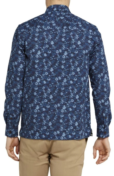 Shop Ted Baker Dorman Blurred Camo Button-up Shirt In Navy