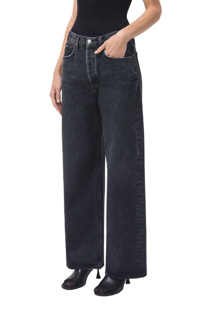 Shop Agolde Low Rise Baggy Organic Cotton Jeans In Paradox Md Washed Blk