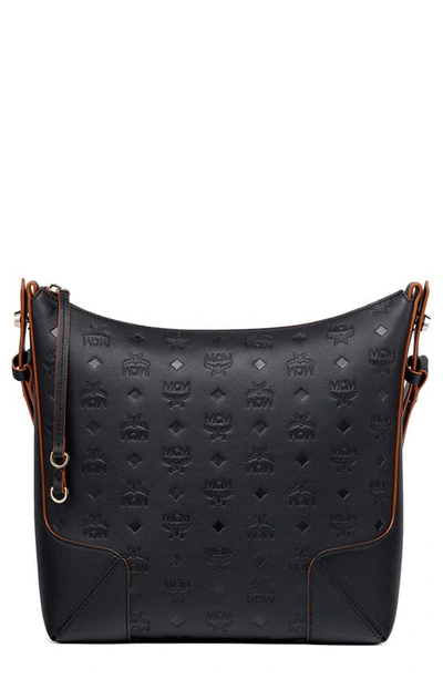 Shop Mcm Medium Klara Leather Hobo Bag In Black