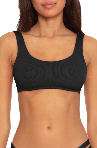 Shop Becca Fine Line Ruched Bikini Top In Black