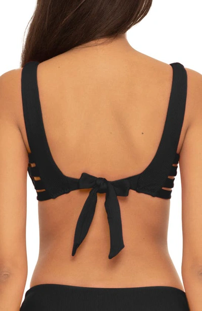 Shop Becca Fine Line Ruched Bikini Top In Black
