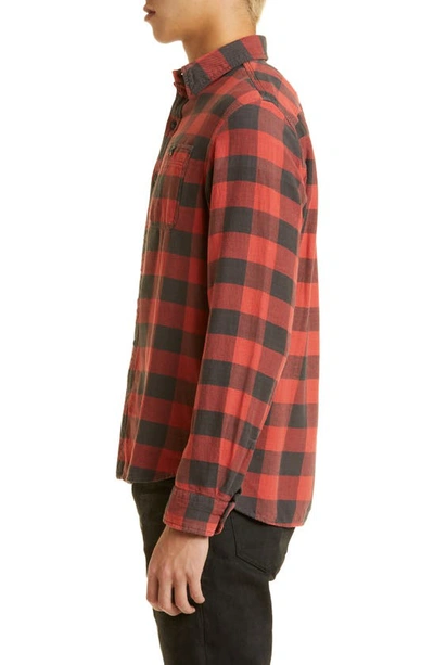 Shop Double Rl Farrell Plaid Cotton Flannel Button-up Shirt In Black Red