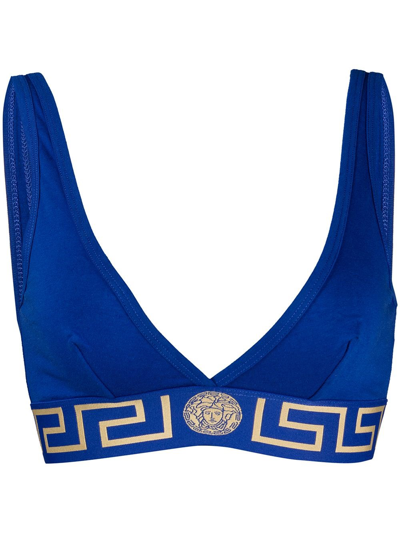 Shop Versace Greek Border Brats In Blu