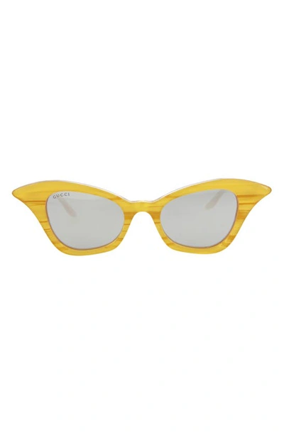 Shop Gucci Novelty 47mm Cat Eye Sunglasses In Yellow Yellow Silver