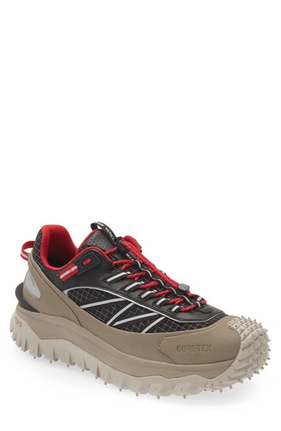 Shop Moncler Trailgrip Gtx Waterproof Hiking Sneaker In Black/ Red/ Taupe