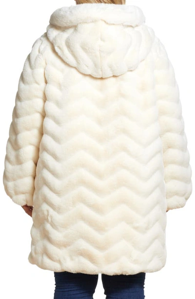 Gallery Hooded Faux Fur Jacket In Cream