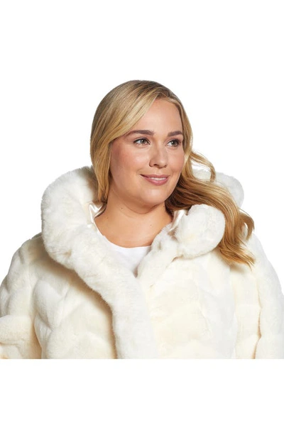 Gallery Hooded Faux Fur Jacket In Cream
