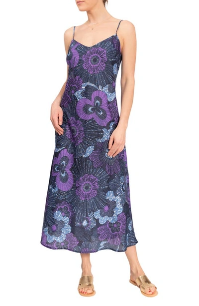 Shop Everyday Ritual Angelina Floral Cotton Slip Nightgown In Midnight Garden