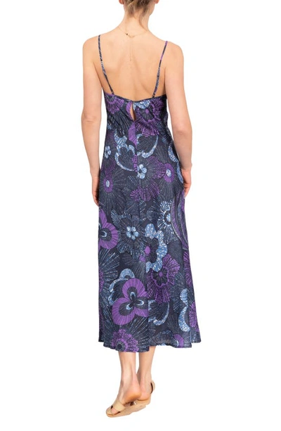 Shop Everyday Ritual Angelina Floral Cotton Slip Nightgown In Midnight Garden