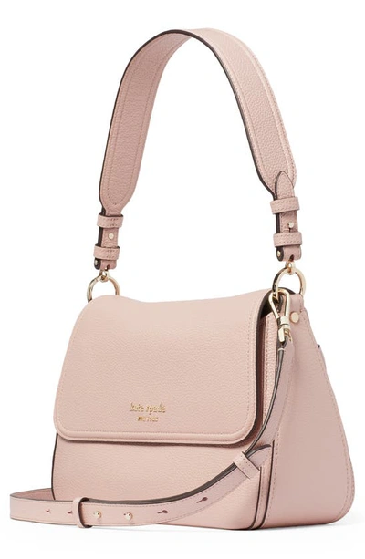 Shop Kate Spade Hudson Pebble Leather Medium Convertible Shoulder Bag In French Rose