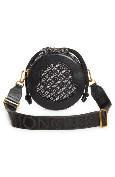 Shop Moncler Groupie Leather & Nylon Crossbody Bag In Black