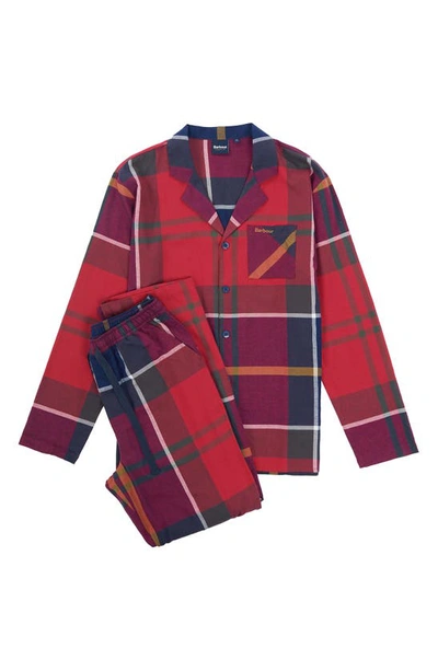 Shop Barbour Large Scale Laith Pajama Set In Large Red Tartan