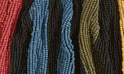 Shop Staud Beaded Bean Shoulder Bag In Mosaic Stripe