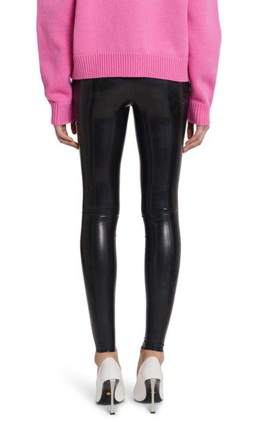 Shop Versace Lattice High Waist Leggings In Nero