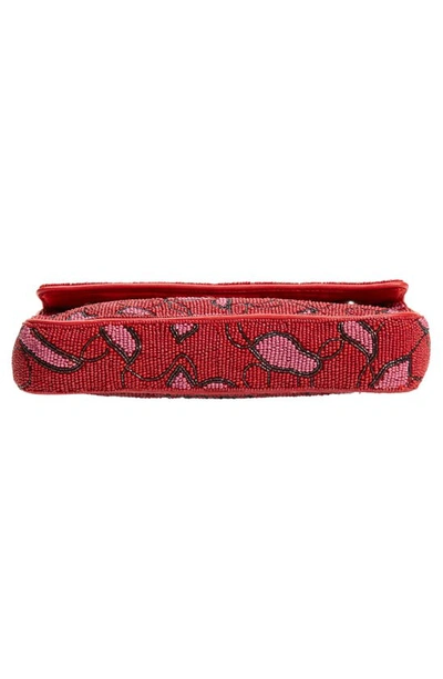 Shop Staud Tommy Beaded Shoulder Bag In Cherry Abstract Wave