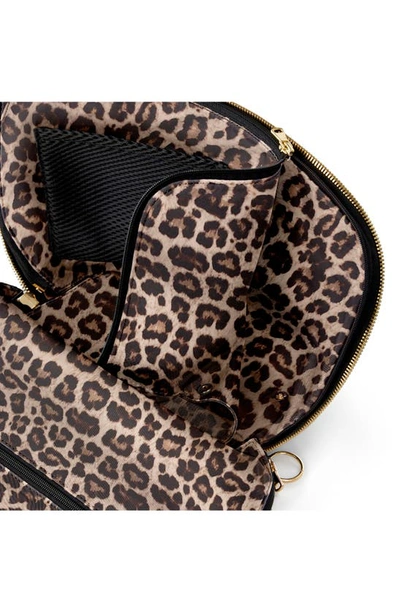 Shop Kusshi Vacationer Leather Makeup Bag In Black Leather/ Leopard