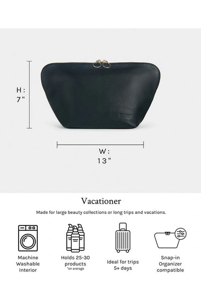 Shop Kusshi Vacationer Leather Makeup Bag In Navy Leather/ Pink