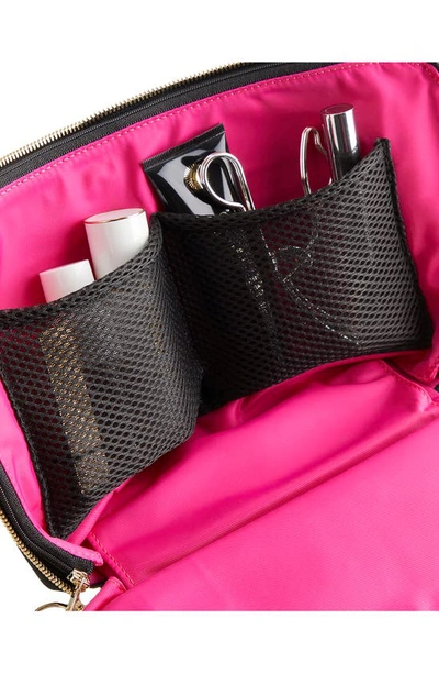 Shop Kusshi Vacationer Leather Makeup Bag In Navy Leather/ Pink