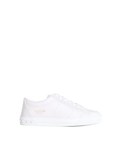 Shop Valentino Cityplanet Sneakers In Calfskin In White