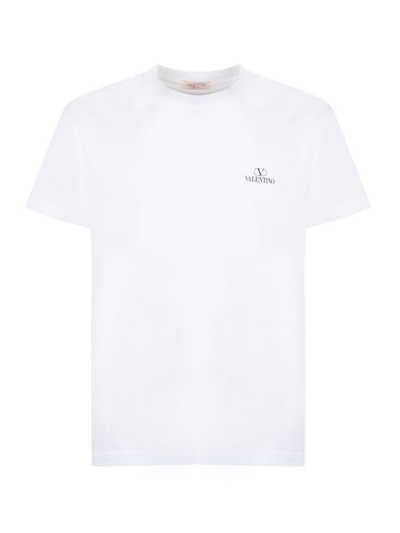 Shop Valentino T-shirt V Logo In Cotton In White, Black