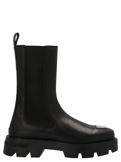 Misbhv Black Leather2 Ridged-sole Boots In Black