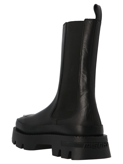 Misbhv Black Leather2 Ridged-sole Boots In Black