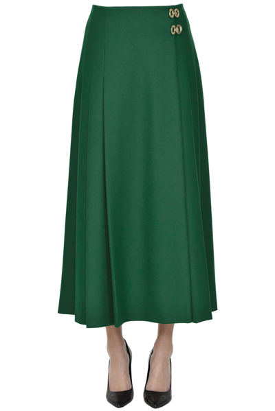 Shop Alberta Ferretti Wool-blend Midi Skirt In Green