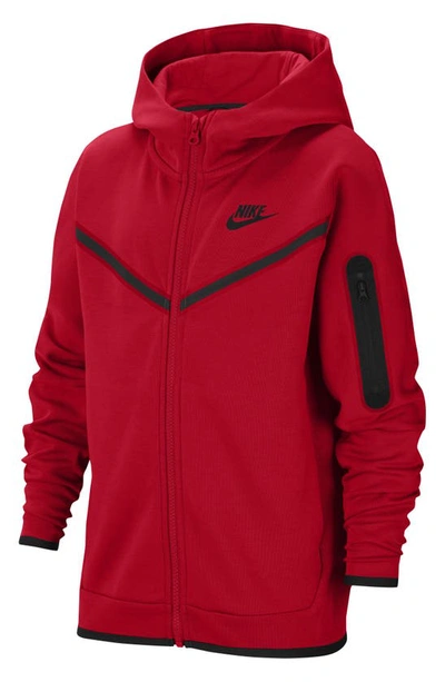 Shop Nike Sportswear Tech Zip Hoodie In University Red/ Black