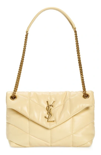 Shop Saint Laurent Small Loulou Leather Puffer Bag In Jaune Pale