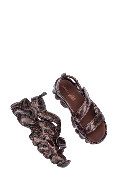 Shop Collina Strada Melissa X  Puff Hiking Sandal In Burgundy/ Glitter