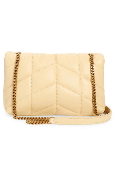 Shop Saint Laurent Toy Loulou Puffer Quilted Leather Crossbody Bag In Jaune Pale
