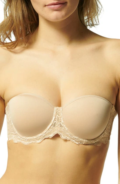 Shop Simone Perele Karma Underwire Strapless Plunge Bra In Peau Rose