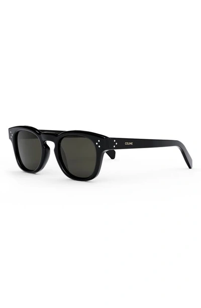 Shop Celine Bold 3 Dots 49mm Square Sunglasses In Shiny Black / Smoke
