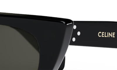 Shop Celine 56mm Geometric Sunglasses In Shiny Black / Smoke