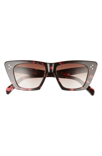 Shop Celine 51mm Cat Eye Sunglasses In Havana / Gradient Brown