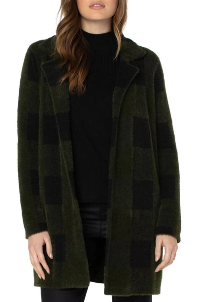 Shop Liverpool Los Angeles Buffalo Check Open Front Jacket In Green And Black Buffalo