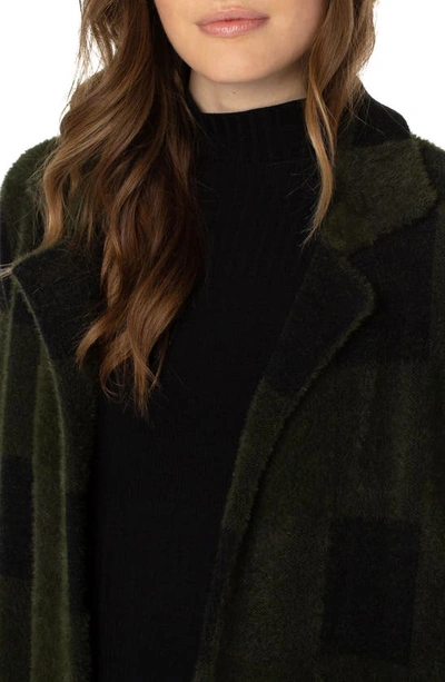 Shop Liverpool Los Angeles Buffalo Check Open Front Jacket In Green And Black Buffalo