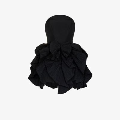 Shop Maria Lucia Hohan Black Zelfia Strapless Ruffled Mini Dress
