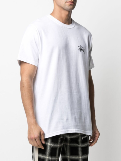 Shop Stussy Logo Cottont-shirt In White