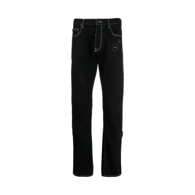 Shop Off-white Off White Hands-off Straight-leg Jeans In Black