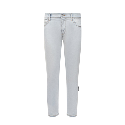 Shop Off-white Off White Diag-print Detail Jeans In Blue