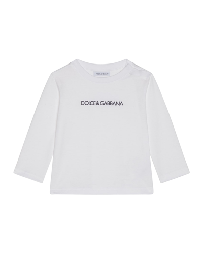Shop Dolce & Gabbana Kid's Logo-print Cotton T-shirt In White