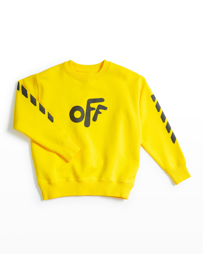 Shop Off-white Boy's Rounded Logo Arrow Sweatshirt In Yellow/black