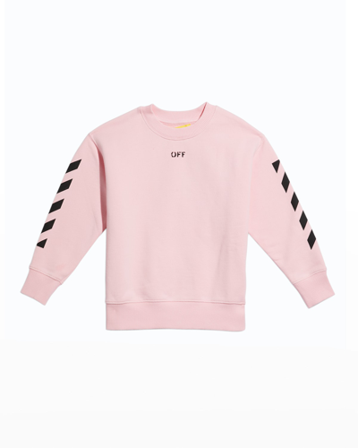 Shop Off-white Girl's Stamp Crewneck Sweatshirt In Pink/bianco